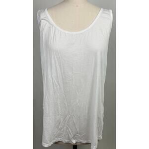Johnny Was Plus White Sleeveless Tank Top 1X Modal Cotton Scoop Neck Boho Basic